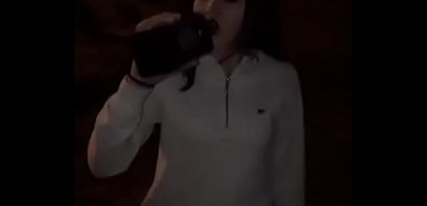  Sexy Girl non stop drinking full bottle Less the a minute